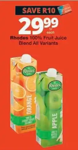 Checkers RHODES 100% FRUIT JUICE BLEND all variants offer