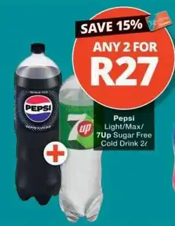 Checkers Pepsi Light/Max/7Up Sugar Free Cold Drink 2L offer
