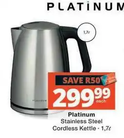 Checkers Platinum Stainless Steel Cordless Kettle offer