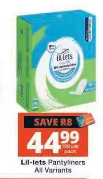 Checkers LIL-LETS PANTYLINERS offer