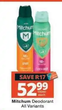 Checkers Mitchum Deodorant offer