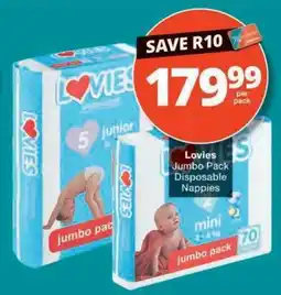 Checkers Lovies Jumbo Pack Disposable Nappies offer