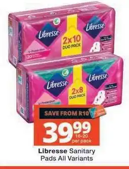 Checkers LIBRESSE SANITARY PADS all variants offer