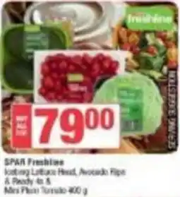 SuperSpar SPAR Freshline Iceberg Lettuce Head, Avocado Ripe & Ready 4s, Mini Plum Tomato 400 g offer