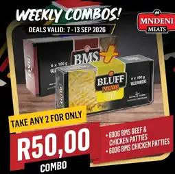 Bluff Meat Supply BMS Beef & Chicken Patties + Bluff Meats Chicken Patties offer