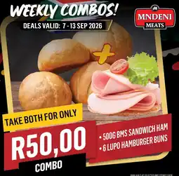Bluff Meat Supply 500G BMS SANDWICH HAM 6 LUPO HAMBURGER BUNS offer