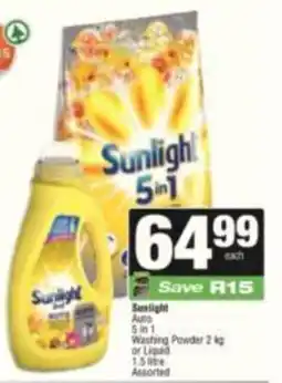 KwikSpar Sunlight Auto 5 in 1 Washing Powder or Liquid Assorted offer