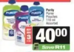 SuperSpar Purity Puree Pouches Assorted offer