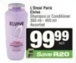 SuperSpar L'Oréal Paris Elvive Shampoo or Conditioner Assorted offer