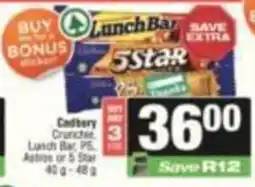 SuperSpar Cadbury Crunchie Lunch Bar PS Astros or 5 Star offer
