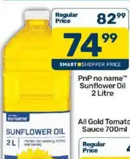 Pick n Pay PnP no name Sunflower Oil offer