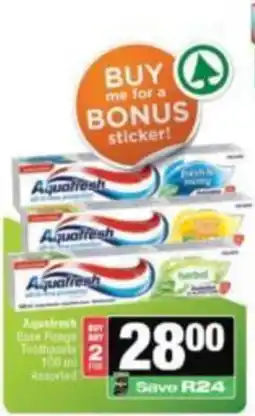 Spar Aquafresh Base Range Toothpaste Assorted offer