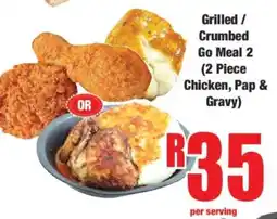 Boxer Grilled / Crumbed Go Meal 2 (2 Piece Chicken, Pap & Gravy) offer