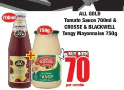 Boxer ALL GOLD Tomato Sauce 700ml & CROSSE & BLACKWELL Tangy Mayonnaise 750g offer