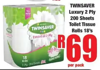 Boxer TWINSAVER Luxury 2 Ply 200 Sheets Toilet Tissue Rolls 18's offer