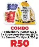 Food Lover's Market Blueberry punnet, strawberry punnet, banana thriftpack offer