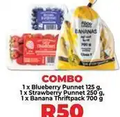 Food Lover's Market Blueberry punnet, strawberry punnet, banana thriftpack offer