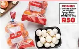 Food Lover's Market Combo 1 x white button mushroom punnet, 2 x tomato thriftpacks offer