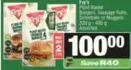 SuperSpar Fry's - plant based burgers, sausage rolls, schnitzels or nuggets offer
