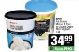 Spar Spar - full cream mango & pear or double cream plain yogurt offer
