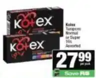 Spar Kotex - tampons normal or super offer