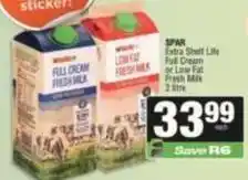 SuperSpar Spar - full cream or low fat fresh milk offer
