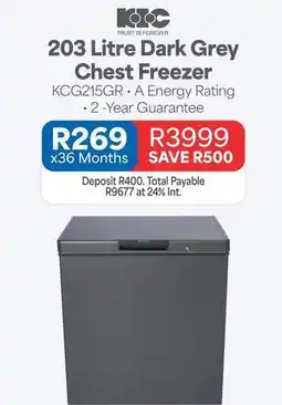 OK Furniture Kic - 203 litre dark grey chest freezer kcg215gr offer