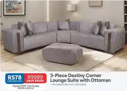 OK Furniture Total - 3-piece destiny corner lounge suite with ottoman offer