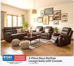 OK Furniture Total - 3-piece nova recliner lounge suite with console offer