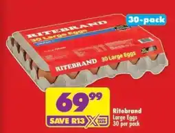 Shoprite RITEBRAND LARGE EGGS 30 per pack offer