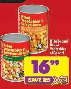 Shoprite Ritebrand Mixed Vegetables 410g each offer