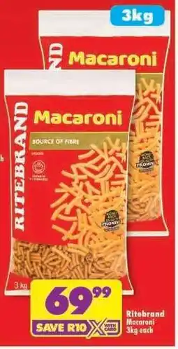 Shoprite Ritebrand Macaroni 3kg offer