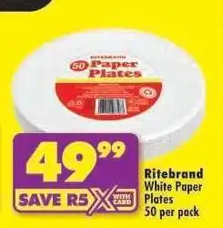 Shoprite Ritebrand White Paper Plates offer
