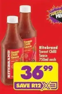 Shoprite Ritebrand Sweet Chilli Sauce 750ml each offer