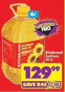 Shoprite RITEBRAND SUNFLOWER OIL 4ℓ offer