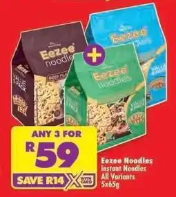Shoprite Eezee Noodles Instant Noodles All Variants 5x65g offer