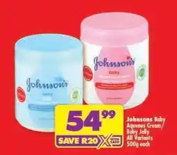 Shoprite Johnsons Baby Aqueous Cream/Baby Jelly offer