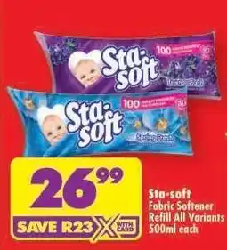 Shoprite STA-SOFT FABRIC SOFTENER REFILL all variants 500ml each offer