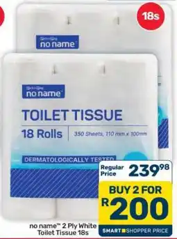 Pick n Pay Hypermarket no name 2 Ply White Toilet Tissue 18s offer