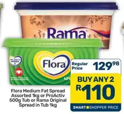 Pick n Pay Hypermarket Flora Medium Fat Spread or Rama Original Spread offer