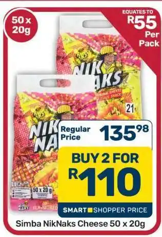 Pick n Pay Hypermarket Simba NikNaks Cheese 50 x 20g offer
