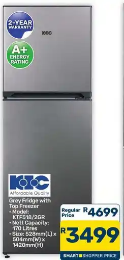 Pick n Pay Hypermarket Grey Fridge with Top Freezer offer
