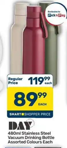 Pick n Pay Hypermarket 480ml Stainless Steel Vacuum Drinking Bottle offer
