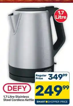 Pick n Pay Hypermarket DEFY 1.7 Litre Stainless Steel Cordless Kettle offer