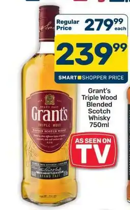 Pick n Pay Hypermarket Grant's Triple Wood Blended Scotch Whisky 750ml offer