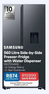 OK Furniture Samsung 560 Litre Side-by-Side Freezer-Fridge with Water Dispenser offer