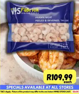 Die Visfabriek VS Fabriek Frozen Foods Prawn Meat Peeled & Deveined, Tail-Off offer