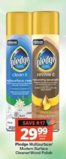 Checkers Pledge Multisurface/Modern Surface Cleaner/Wood Polish offer