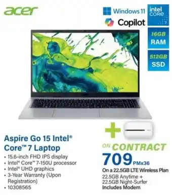 Aspire Go 15 Intel Core 7 Laptop