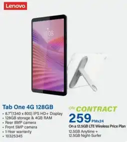 Incredible Connection Lenovo Tab One 4G 128GB offer